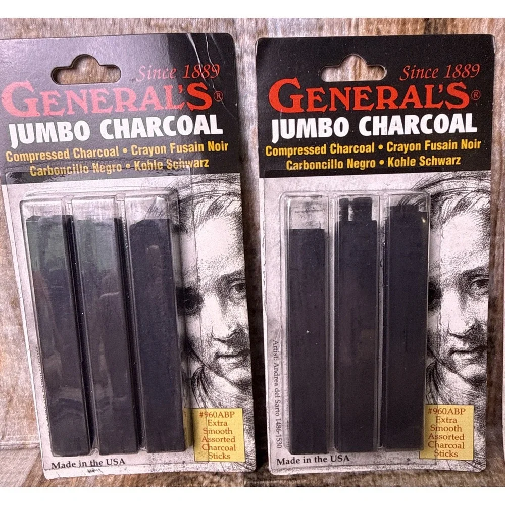 2 General Pencil 960ABP Generals Jumbo Charcoal/#957A-BP/#958-BP White